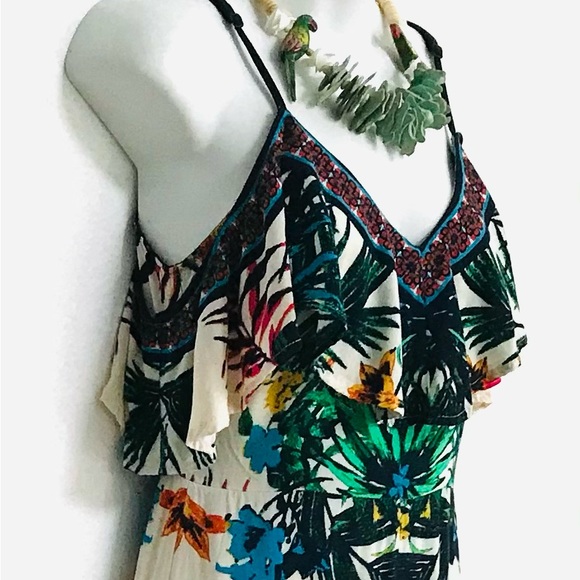 FLYING TOMATO Tropical Floral Ruffle JUMPSUIT Small - Picture 5 of 15